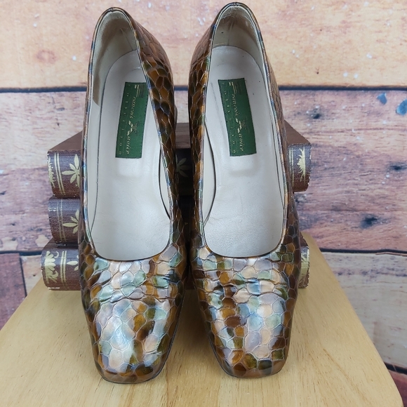 Vintage Francois Xavier leather shoes shiny snake style size 39 Made in Italy - Picture 2 of 7